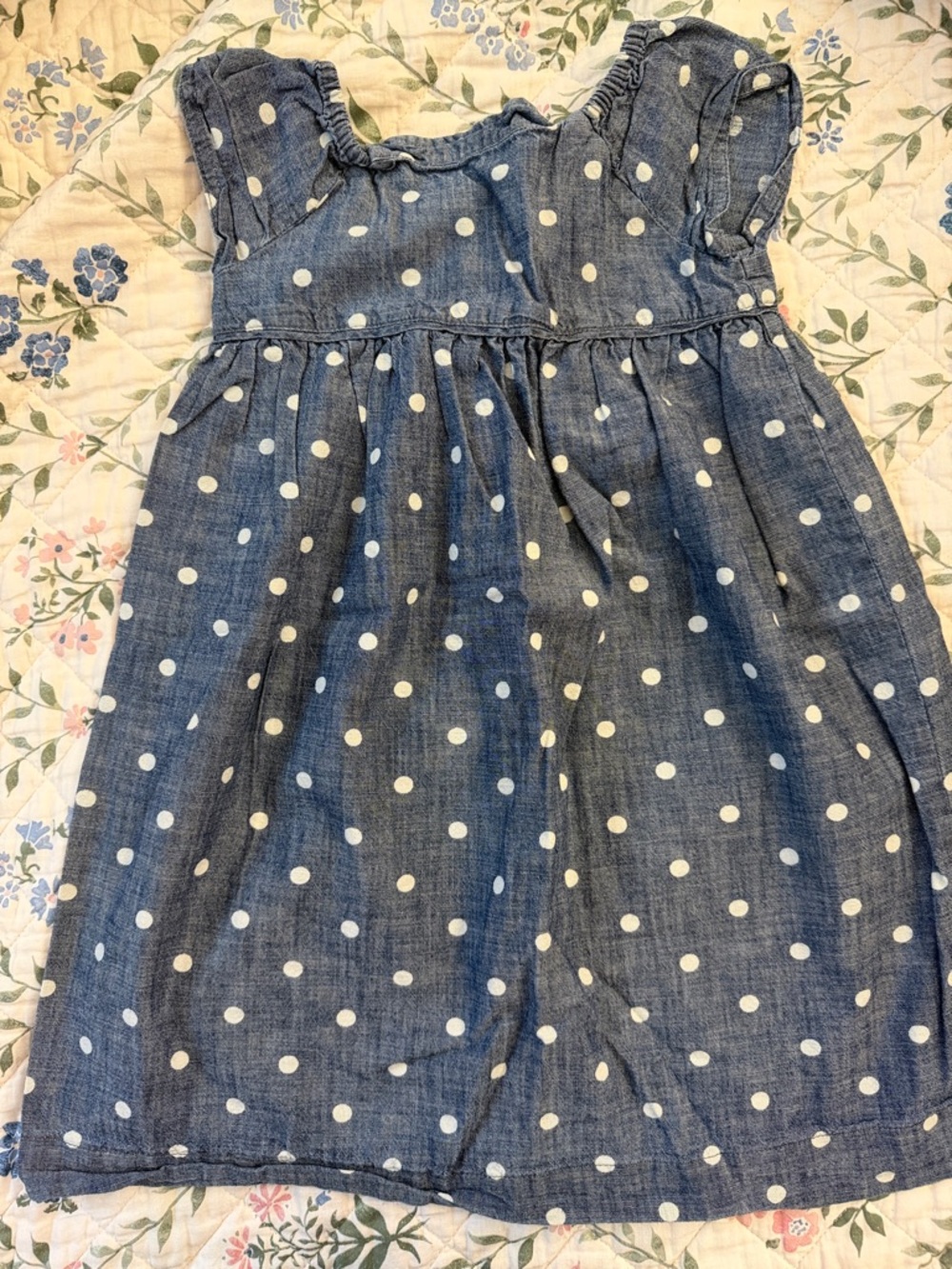 GAP Blue Chambray Polka Dot Girls Dress
